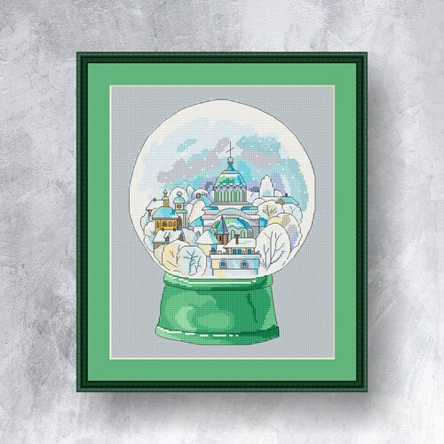 Snow Globe Counted Cross Stitch Pattern PDF Christmas Tree Etsy - Snow Globe Cross Stitch Pattern
