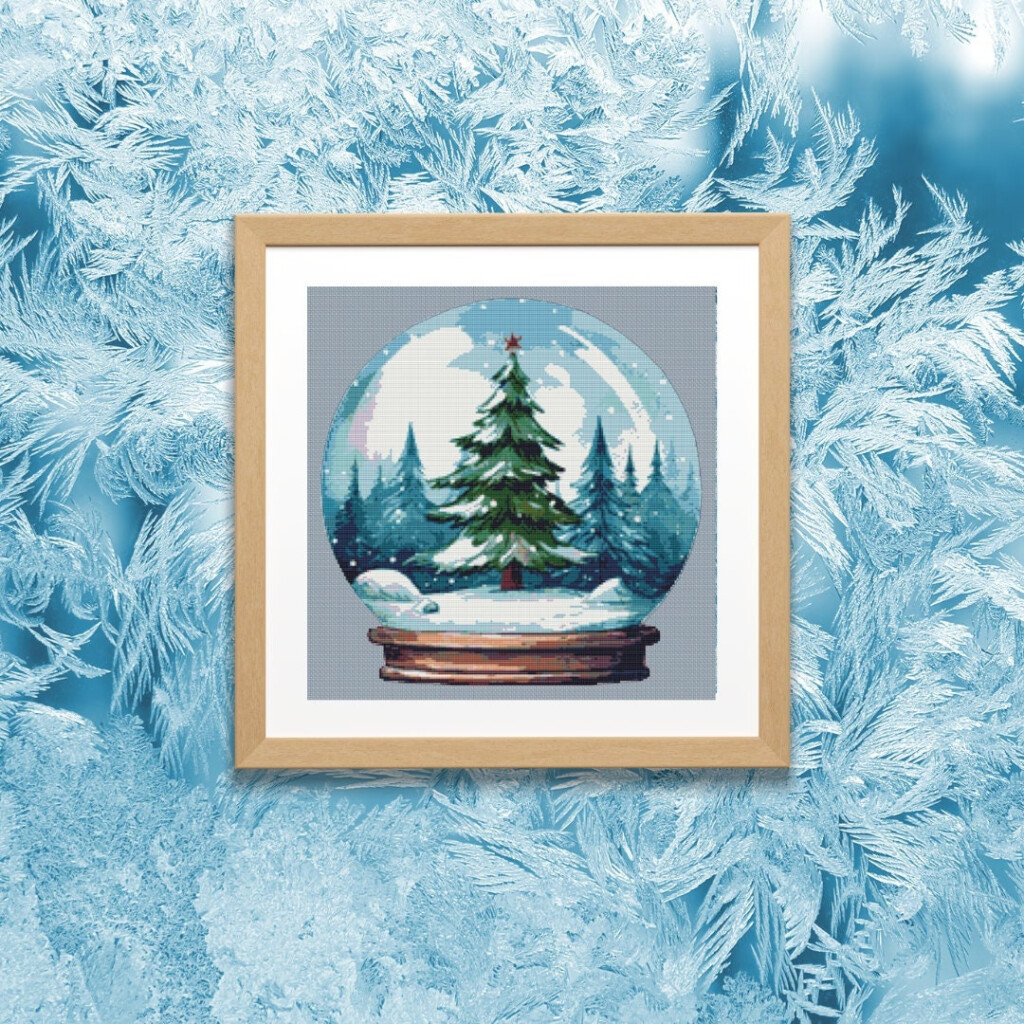 Snow Globe Cross stitch Patterncross Stitch Pdfmodern Etsy - Snow Globe Cross Stitch Pattern