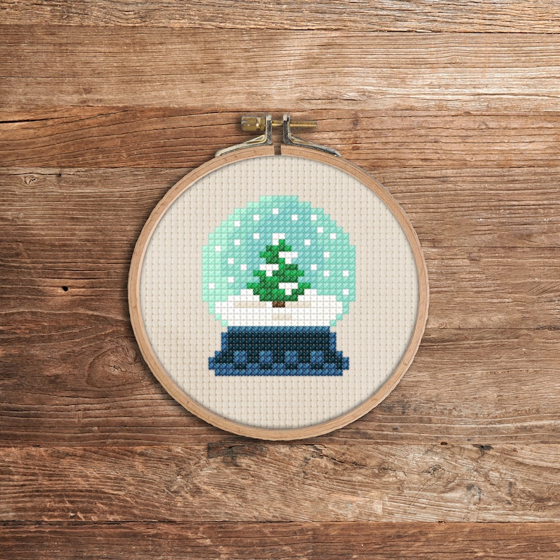 Snow Globe PDF Cross Stitch Pattern DIY Christmas Ornament Etsy - Snow Globe Cross Stitch Pattern