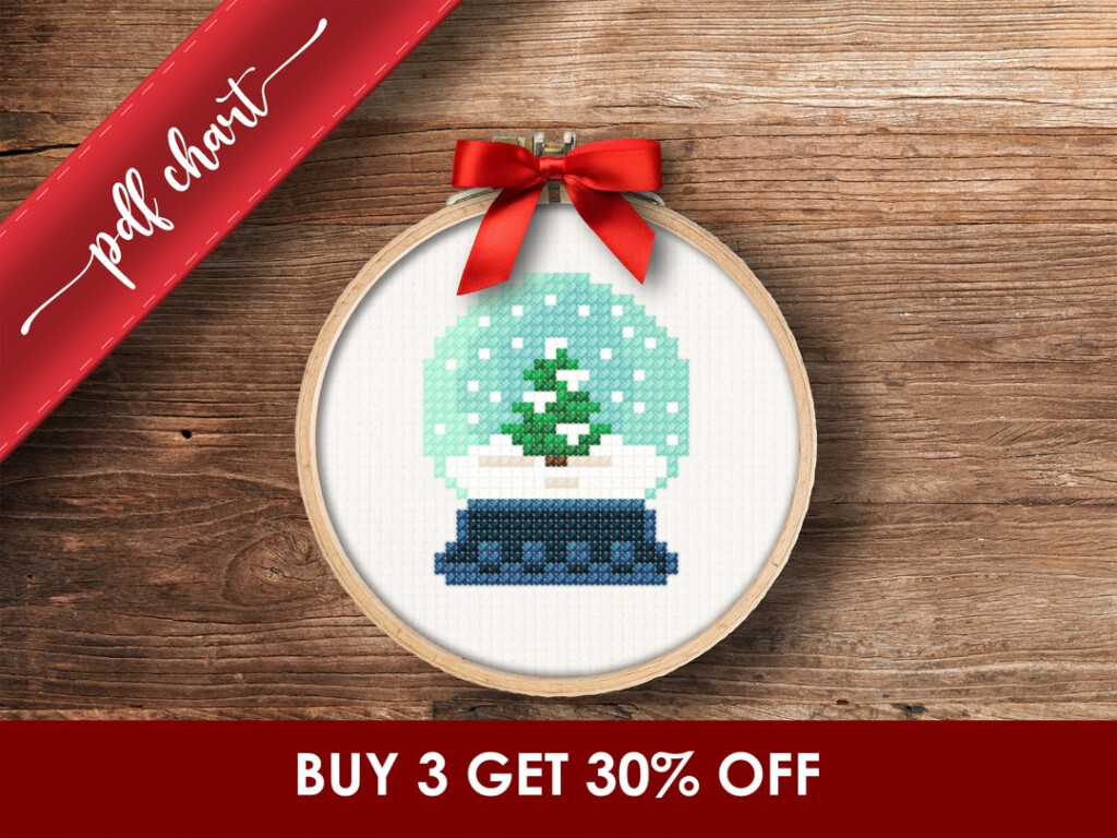 Snow Globe PDF Cross Stitch Pattern DIY Christmas Ornament Etsy - Snow Globe Cross Stitch Pattern