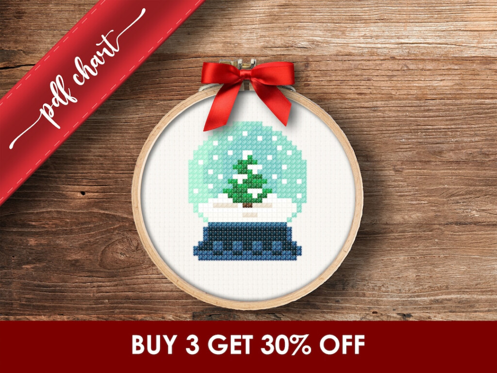 Snow Globe PDF Cross Stitch Pattern DIY Christmas Ornament Etsy - Snow Globe Cross Stitch Pattern Free