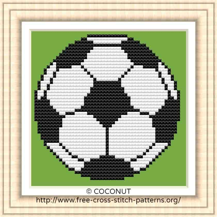 SOCCER BALL FREE AND EASY PRINTABLE CROSS STITCH PATTERN Free Cross  - Small Football Cross Stitch Pattern