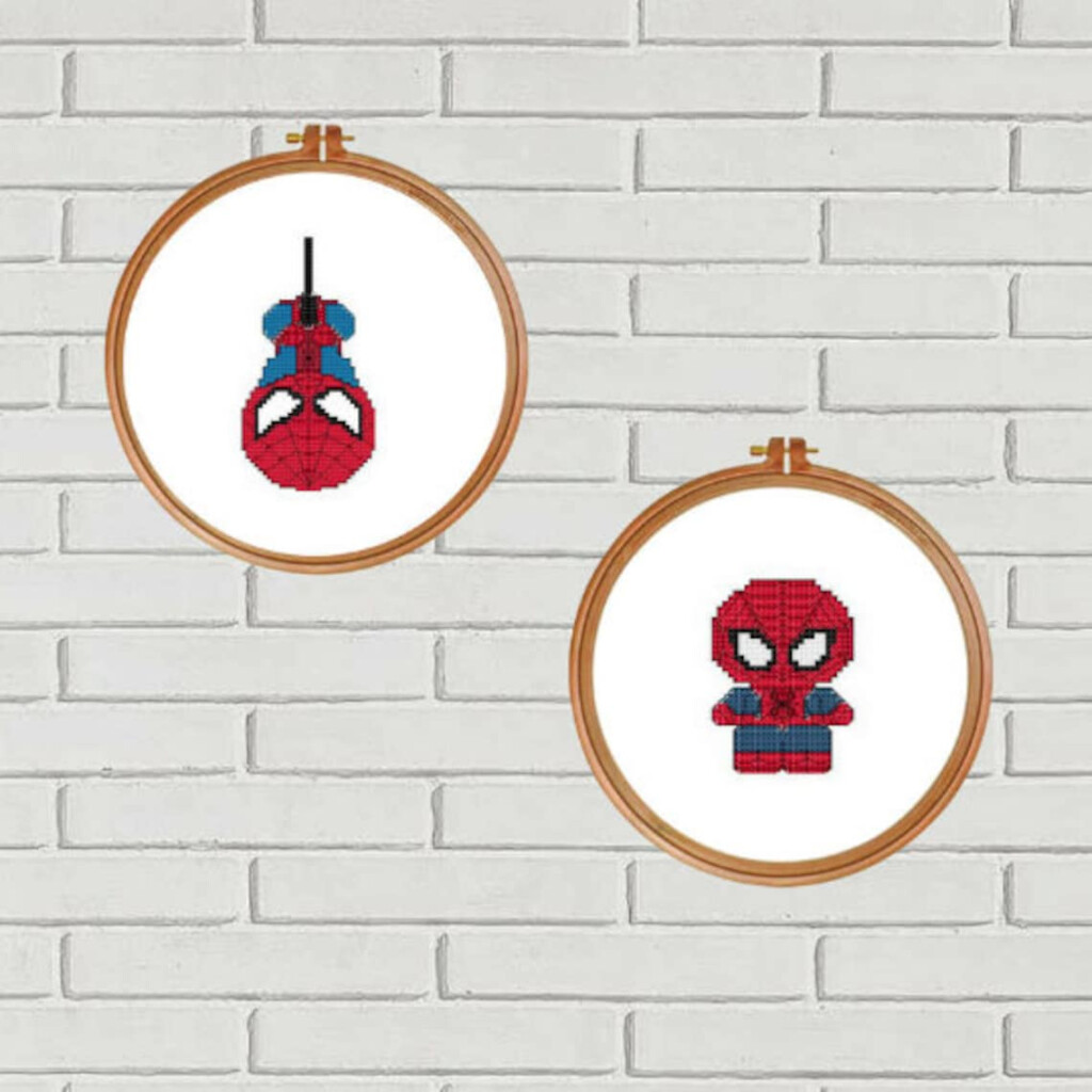 Spiderman Cross Stitch Pattern Cute Spiderman Modern Cross Stitch  - Easy Spiderman Cross Stitch Pattern