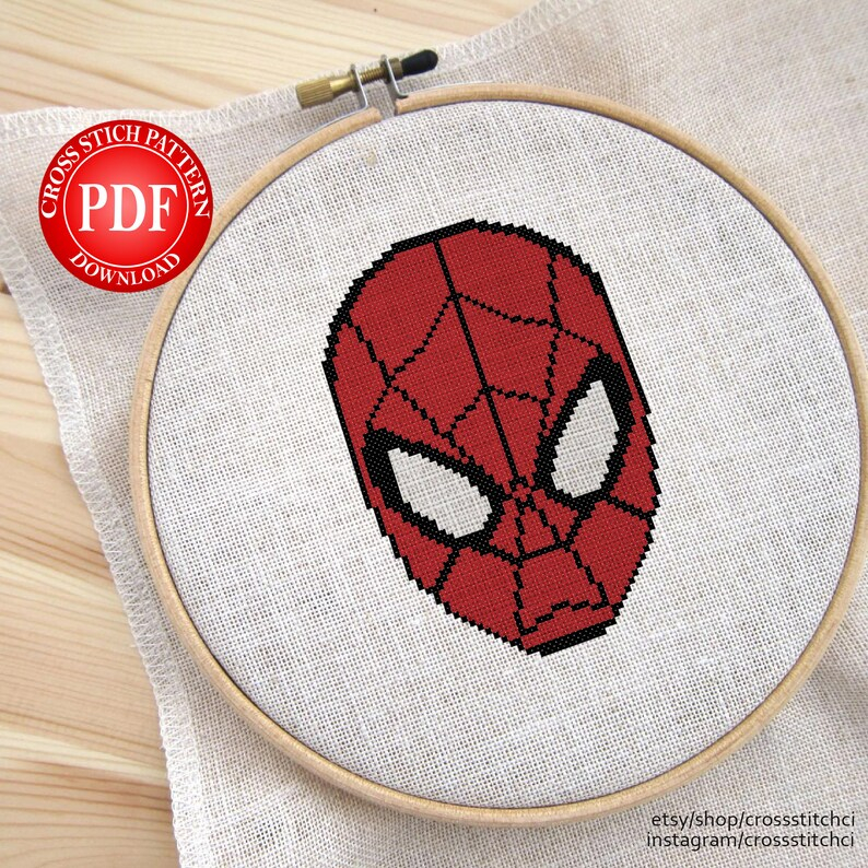 Spiderman Cross Stitch Pattern PDF Download Easy Make Etsy - Easy Spiderman Cross Stitch Pattern