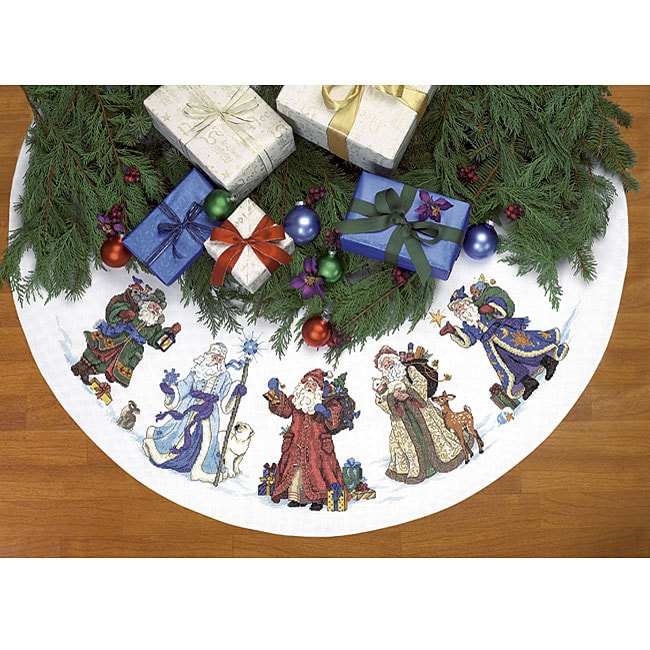  St Nicholas Counted Cross Stitch Tree Skirt Kit Free Shipping  - Cross Stitch Tree Skirt Pattern