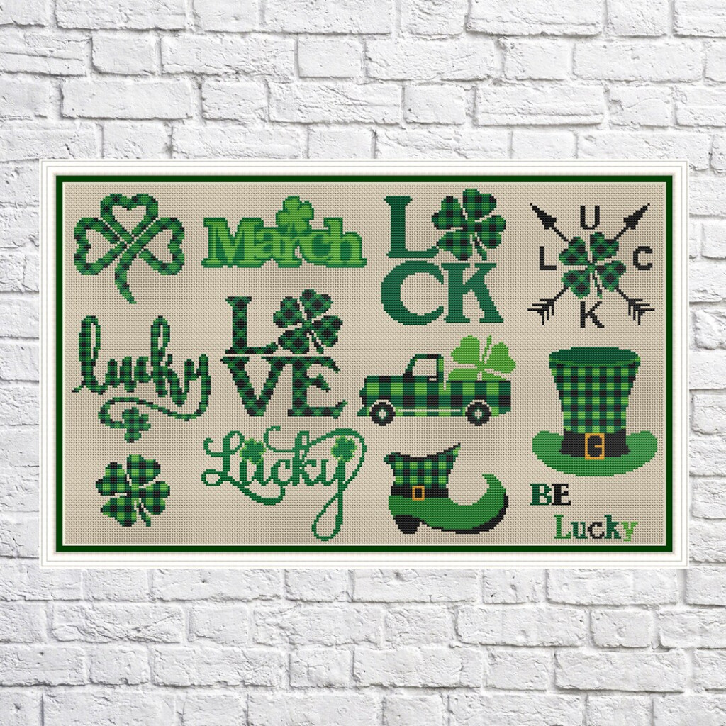 ST Patrick Cross Stitch Pattern Luck Modern Cross Stitch PDF  - St Patrick's Cross Stitch Patterns