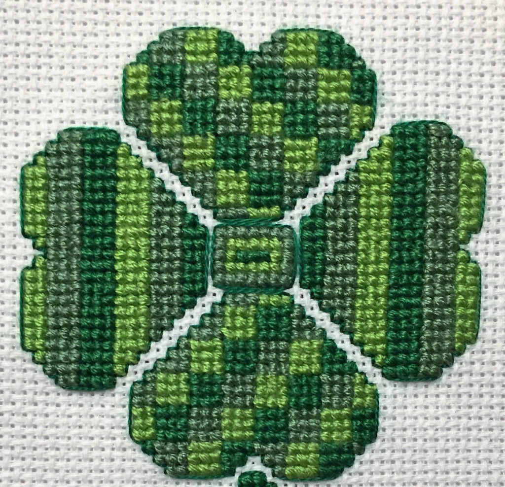 St Patrick s Day Cross stitch Pattern With A Modern Geometric Shamrock  - St Patrick's Cross Stitch Patterns