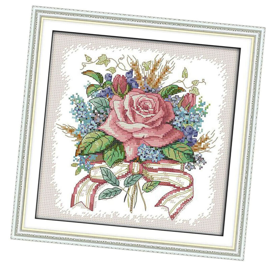 Stamped Cross Stitch Kit Pre printed Flower 14count 2842 Cm Etsy - Cross Stitch Patterns Buy Online