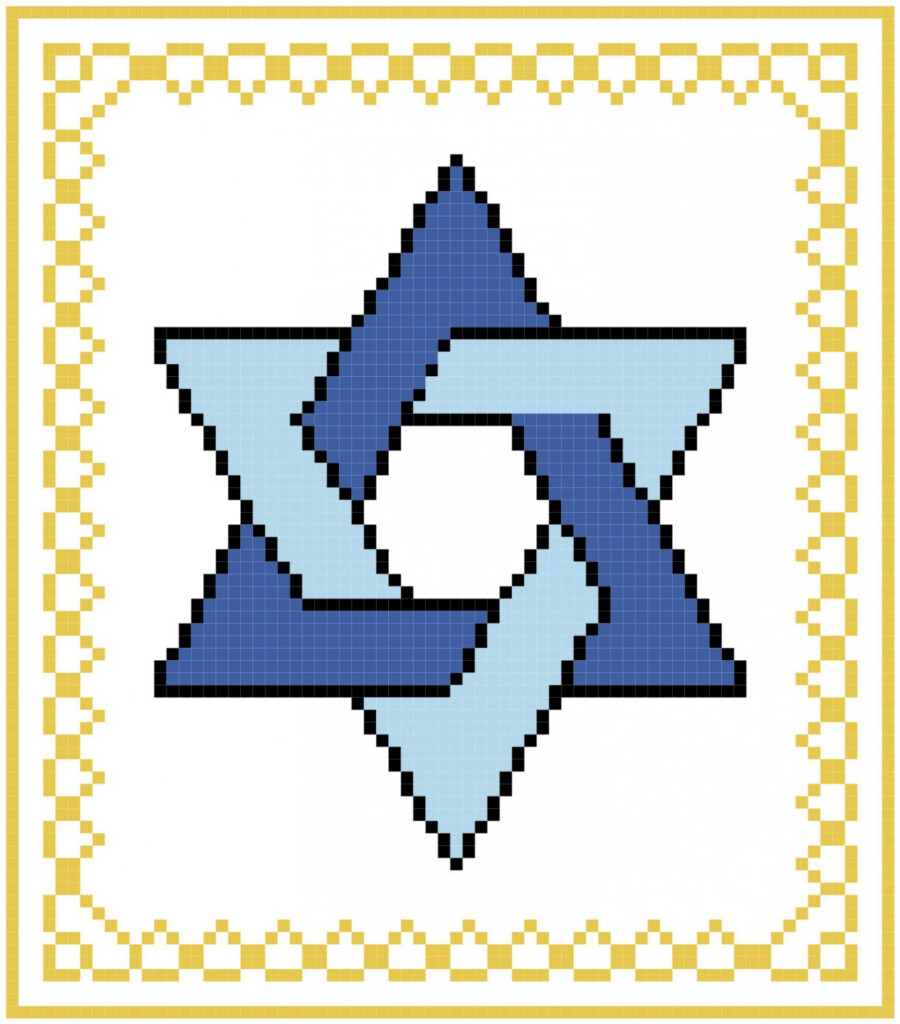 Star Of David Cross Stitch Pattern Chart Graph - Star Of David Cross Stitch Pattern Free