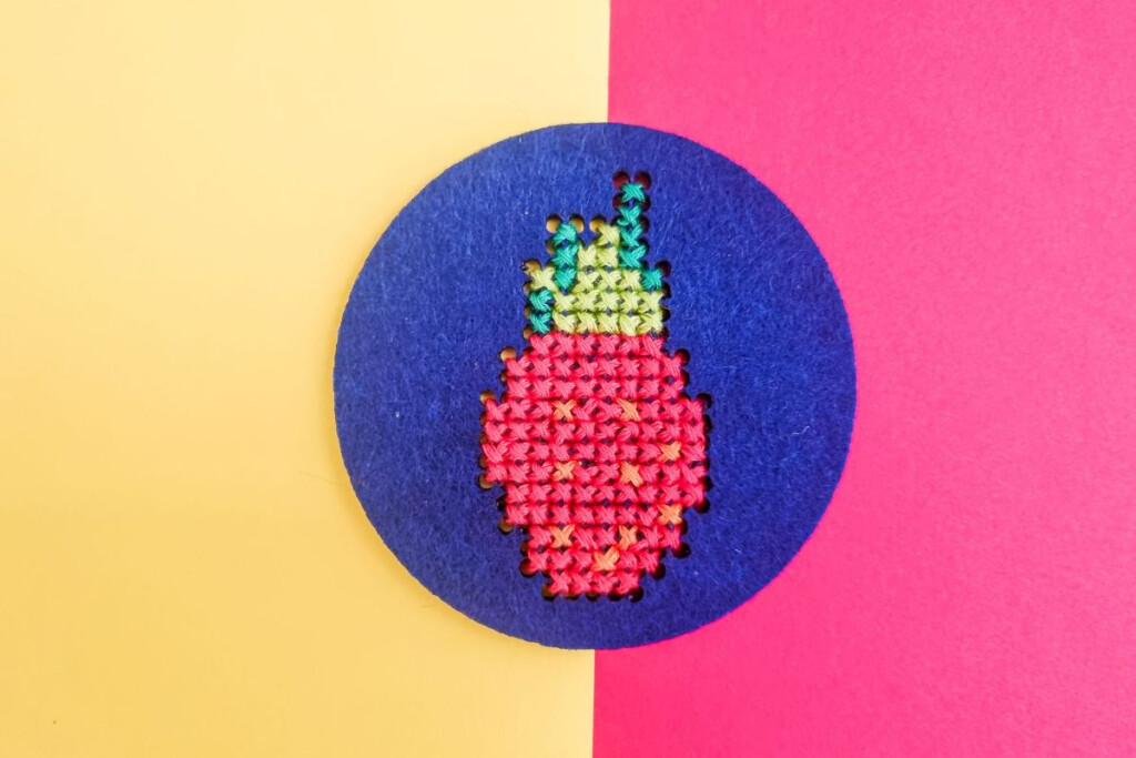 Strawberry Cross Stitch Coaster free Pattern Craft With Cartwright - Free Cross Stitch Coaster Patterns