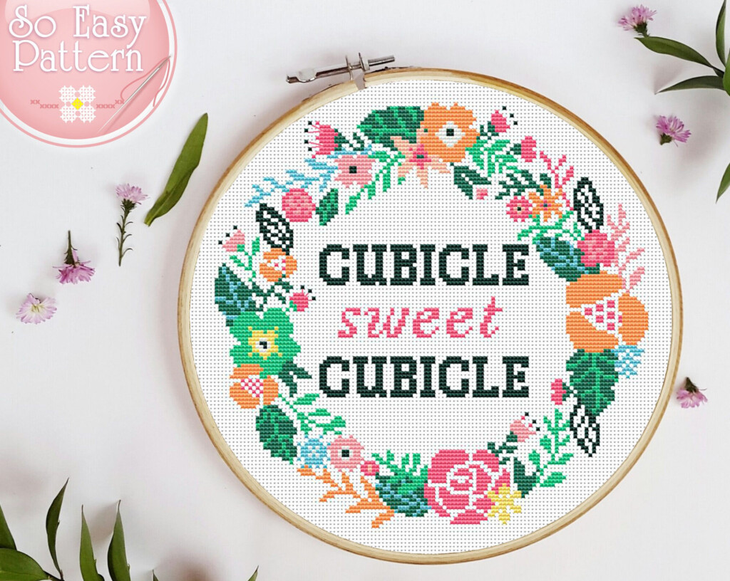 Subversive Cross Stitch Pattern Cubicle Sweet Cubicle Funny Etsy - Cubicle Sweet Cubicle Cross Stitch Pattern