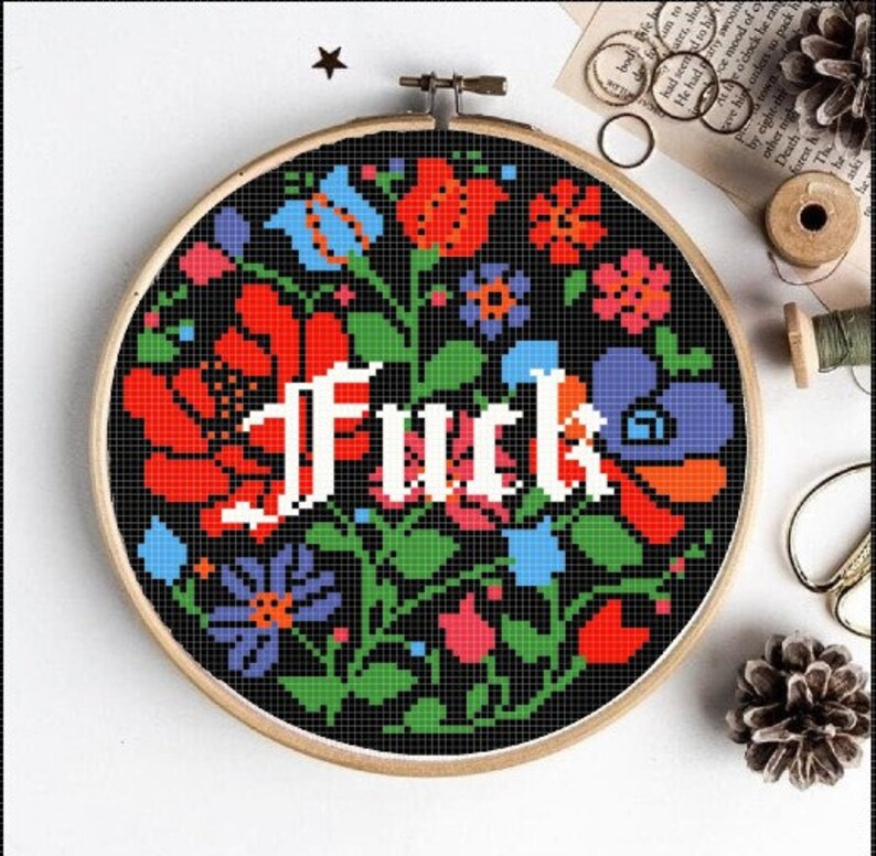 Subversive Cross Stitch Pattern Curse Word Cross Stitch Etsy - Curse Word Cross Stitch Patterns