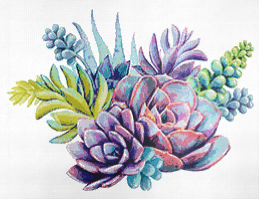 Succulents Cross Stitch Pattern 1 Instant PDF Download Etsy - Small Succulent Cross Stitch Pattern