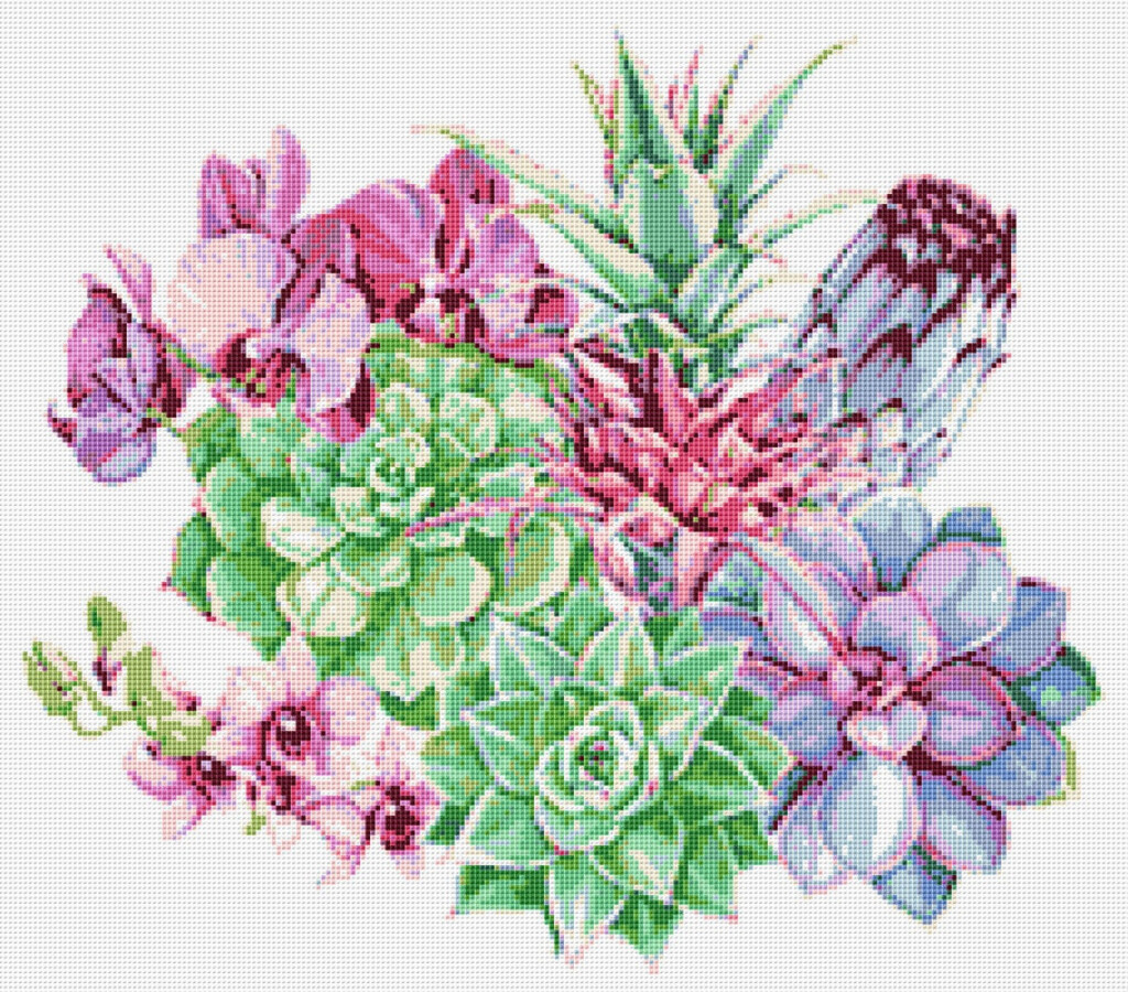 Succulents Cross Stitch Pattern 3 Instant PDF Download Etsy - Small Succulent Cross Stitch Pattern