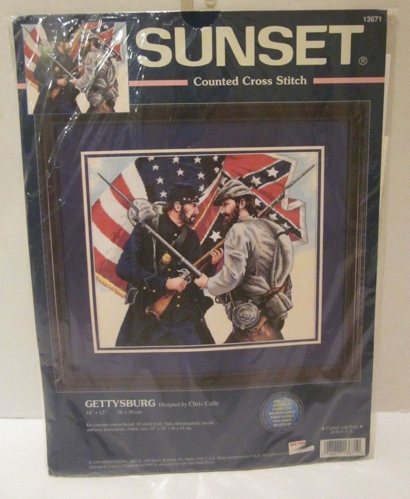 Sunset Gettysburg Civil War Counted Cross Stitch Kit 13671 Confederate  - Civil War Cross Stitch Patterns
