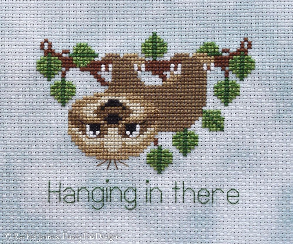 Sweet Sloth Cross Stitch Pattern PDF Hang In There Sloth Sloth  - Free Sloth Cross Stitch Pattern