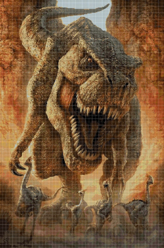 T rex Cross Stitch Pattern In Pdf DMC Etsy - T Rex Cross Stitch Pattern