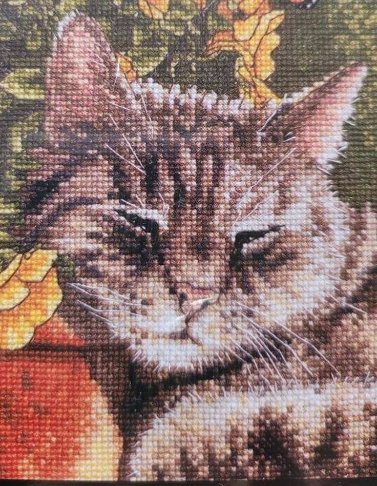 Tabby Cat Stitchery Afternoon Nap Cross Stitch Kit Plaid Etsy Espa a  - Afternoon Nap Cross Stitch Pattern