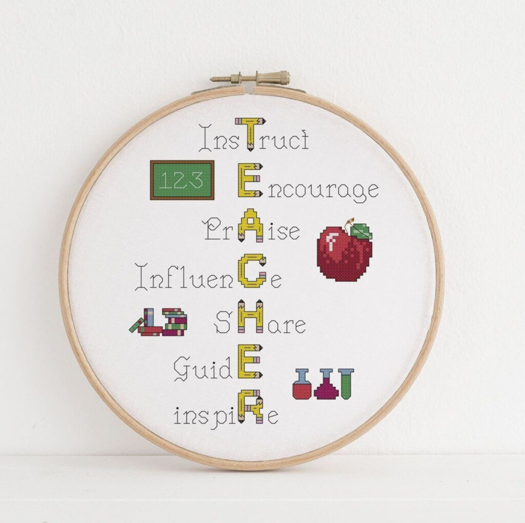 Teacher Appreciation Cross Stitch Pattern Cross Stitch Patterns  - Teacher Cross Stitch Patterns Free