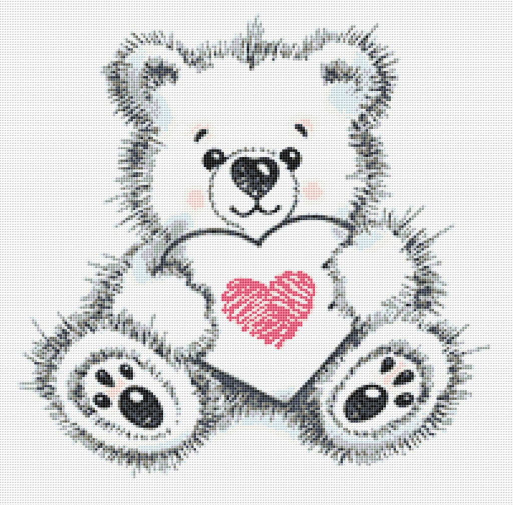 Teddy Bear Cross Stitch Pattern 2 Instant PDF Download Teddy Etsy - Teddy Bear Cross Stitch Patterns Free