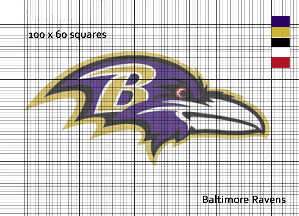 The Baltimore Ravens Logo Is Shown In This Graph - Baltimore Ravens Cross Stitch Pattern