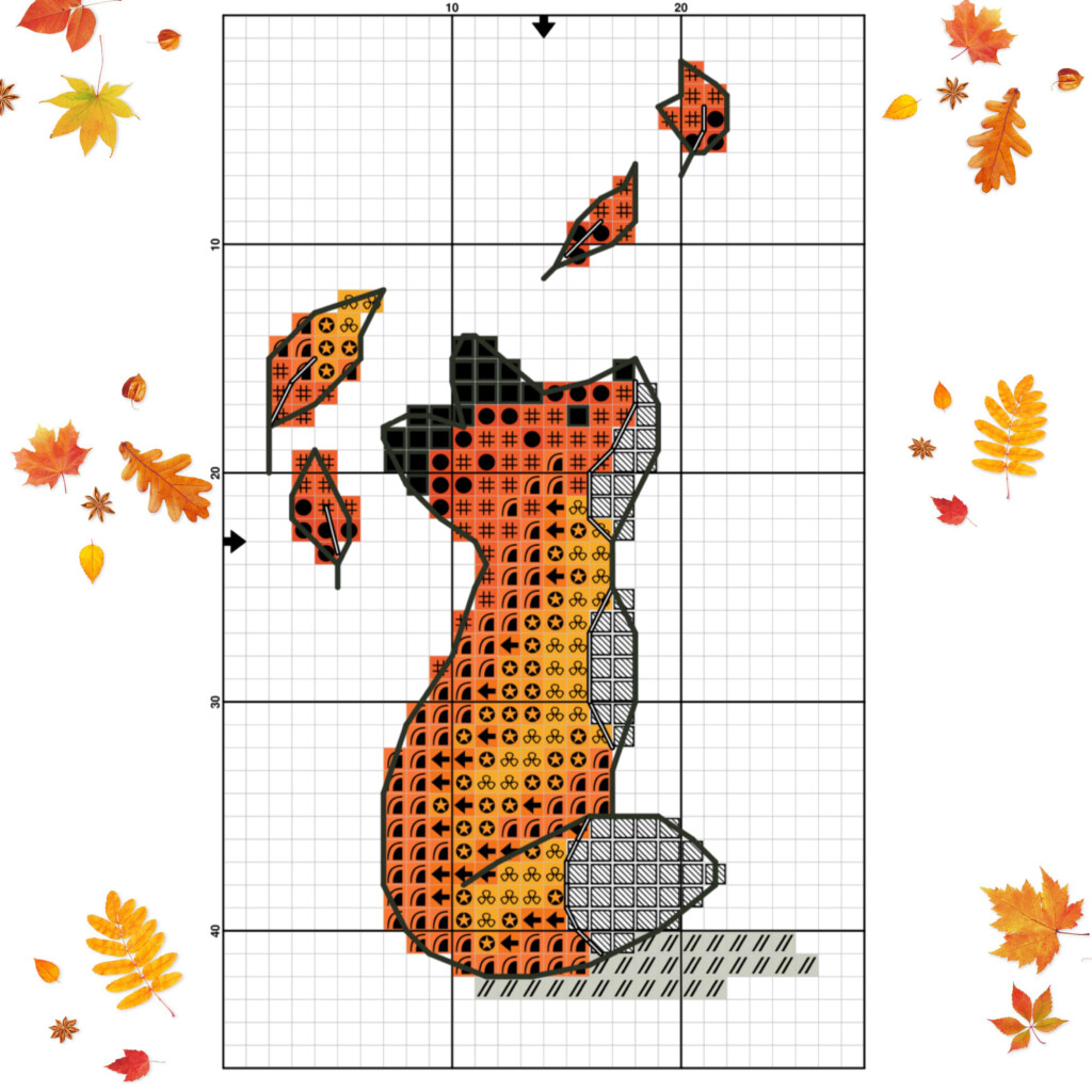  The Free Small Cross stitch Pattern Autumn Fox In Modern Style R  - Fall Cross Stitch Patterns Free Printable