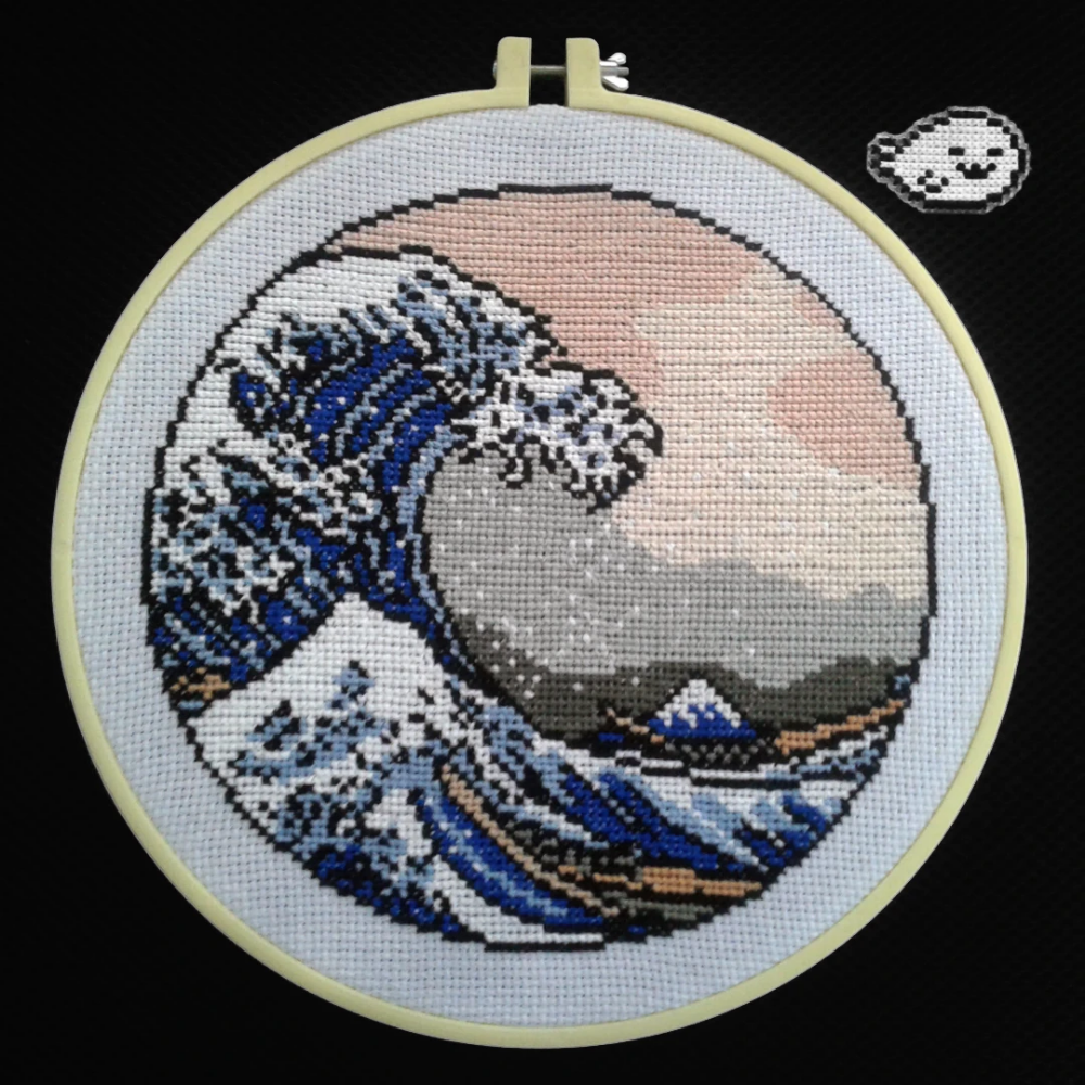 The Great Wave Off Kanagawa Cross Stitch Pattern Cross Stitch  - The Great Wave Cross Stitch Pattern Free