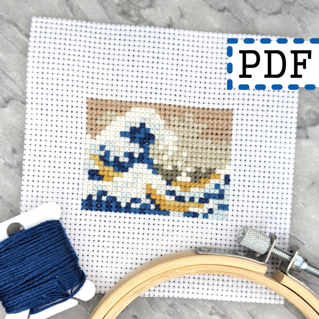 The Great Wave Off Kanagawa Inspired Cross Stitch Pattern Sewing  - The Great Wave Cross Stitch Pattern Free