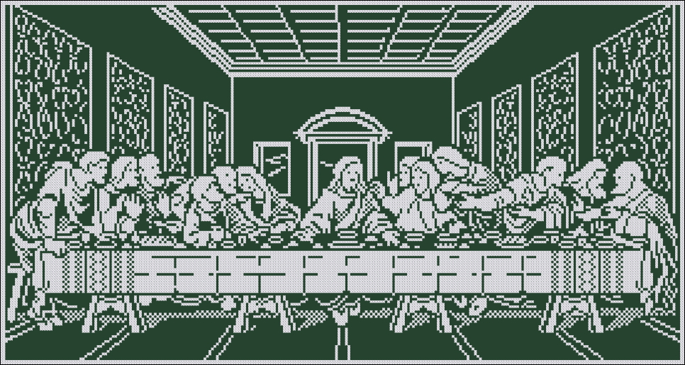 The Last Supper Vintage Cross Stitch Pattern PDF Monochrome Inspire  - The Last Supper Cross Stitch Pattern