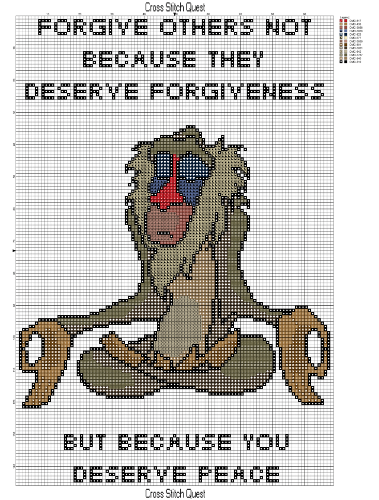 The Lion King Cross Stitch Pattern Rafiki s Words Of Wisdom Disney  - Lion King Cross Stitch Patterns Free