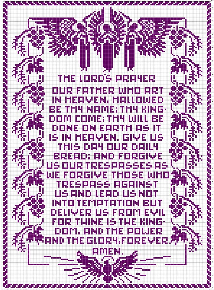 The Lord s Prayer Pattern 7264 Chart Christian Cross Stitch Patterns  - The Lord's Prayer Cross Stitch Pattern Free