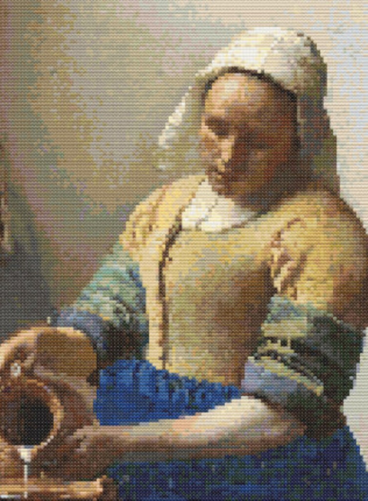 The Milkmaid By Johannes Vermeer Cross Stitch Pattern Famous Painting  - Cross Stitch Patterns Famous Paintings