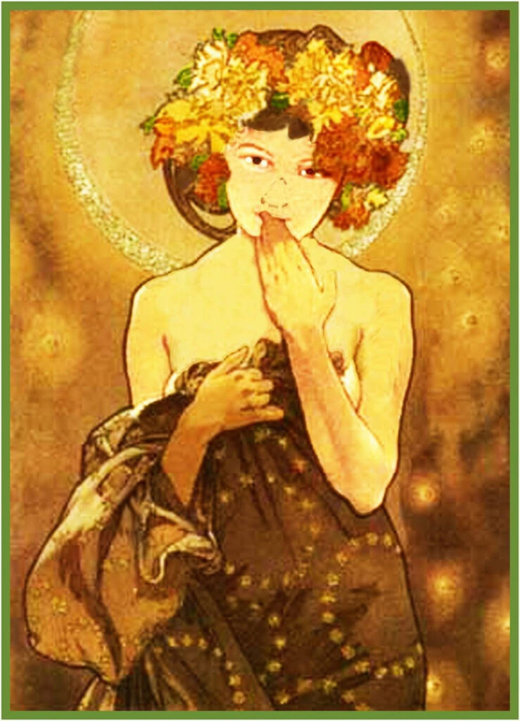 The Moon And Stars By Alphonse Mucha Counted Cross Stitch Pattern  - Alphonse Mucha Cross Stitch Patterns