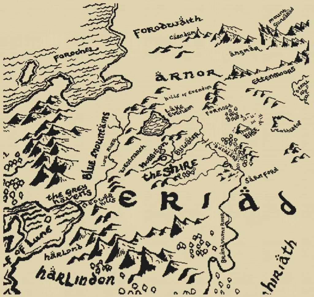 The Shire Middle Earth Map Portion Cross Stitch Pattern Digital File  - Middle Earth Cross Stitch Pattern