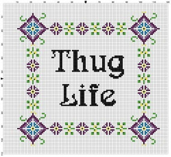 Thug Life Cross Stitch Pattern T l charger Instantan ment Etsy  - Thug Life Cross Stitch Pattern Free