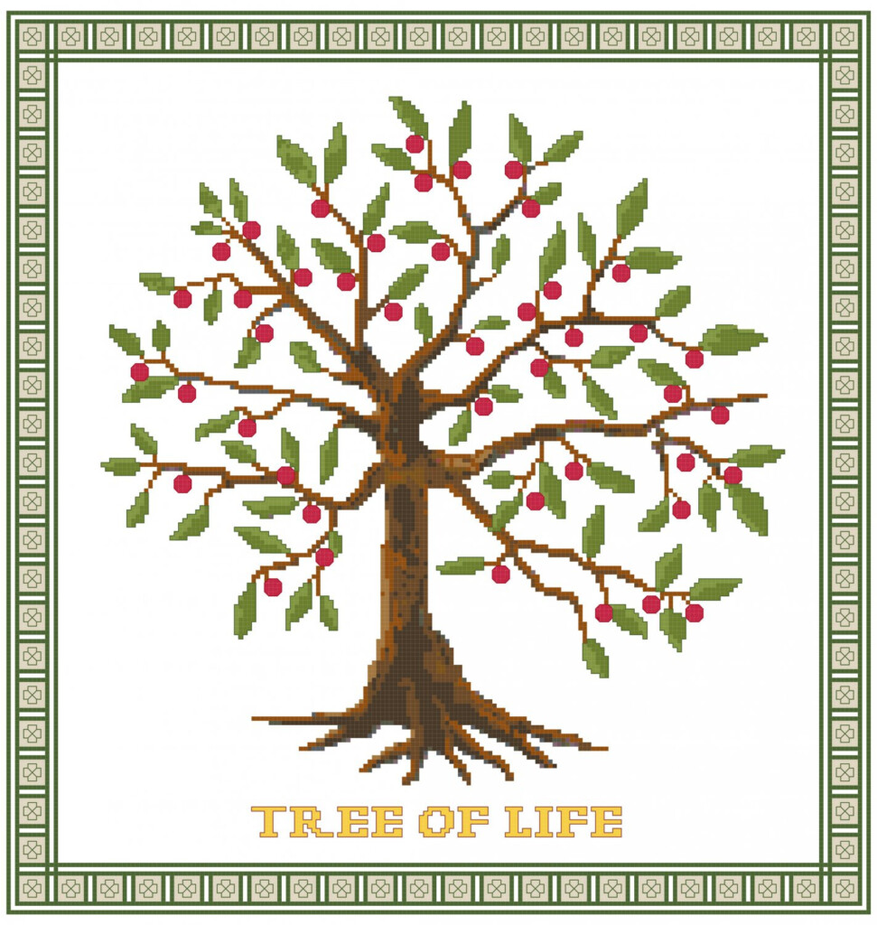 Tree Of Life II Cross Stitch Pattern Chart Graph - Printable Tree Of Life Cross Stitch Pattern Free