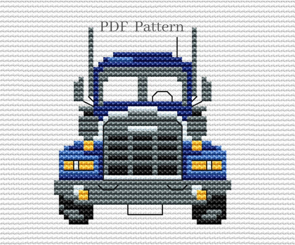 Truck Cross Stitch Pattern PDF Vehicle Cross Stitch Blue Car Etsy - Free Truck Cross Stitch Patterns