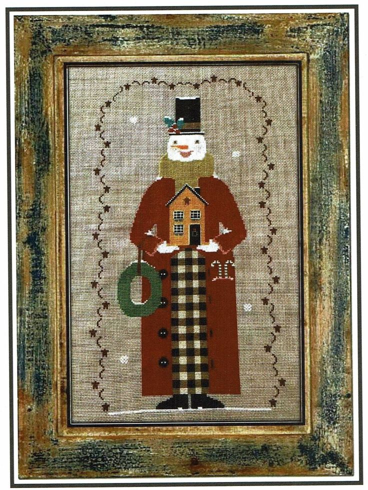 Twin Peak Snowman 2020 By Twin Peak Primitives Counted Cross Etsy  - Free Primitive Counted Cross Stitch Patterns