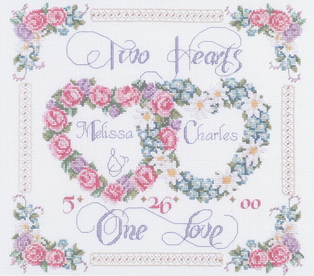 Two Hearts One Love Cross Stitch Kit 24 00 On Past Impressions By  - Two Hearts One Love Cross Stitch Pattern