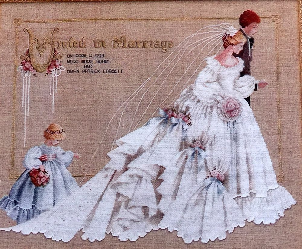 UNITED IN MARRIAGE Cross Stitch Pattern W WEDDING BRIDE GROOM FLOWER  - Marriage Cross Stitch Pattern Free