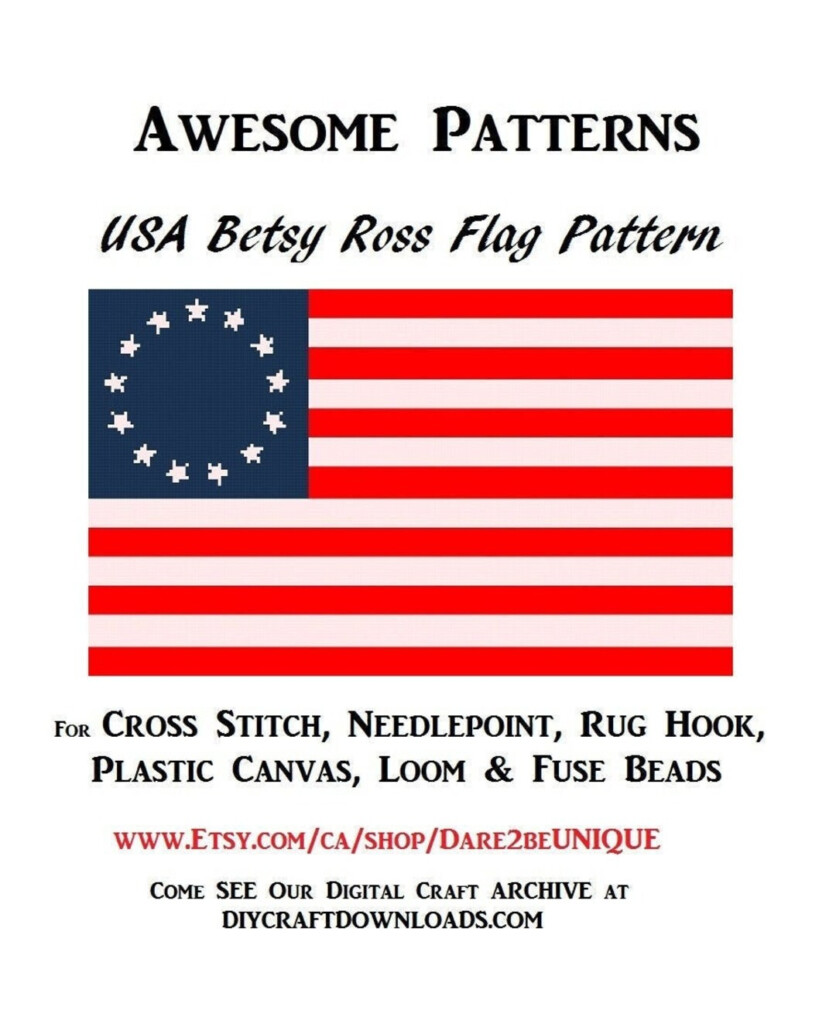 USA Betsy Ross American Flag PRINTABLE Cross Stitch PATTERN Etsy - Betsy Ross Flag Cross Stitch Pattern