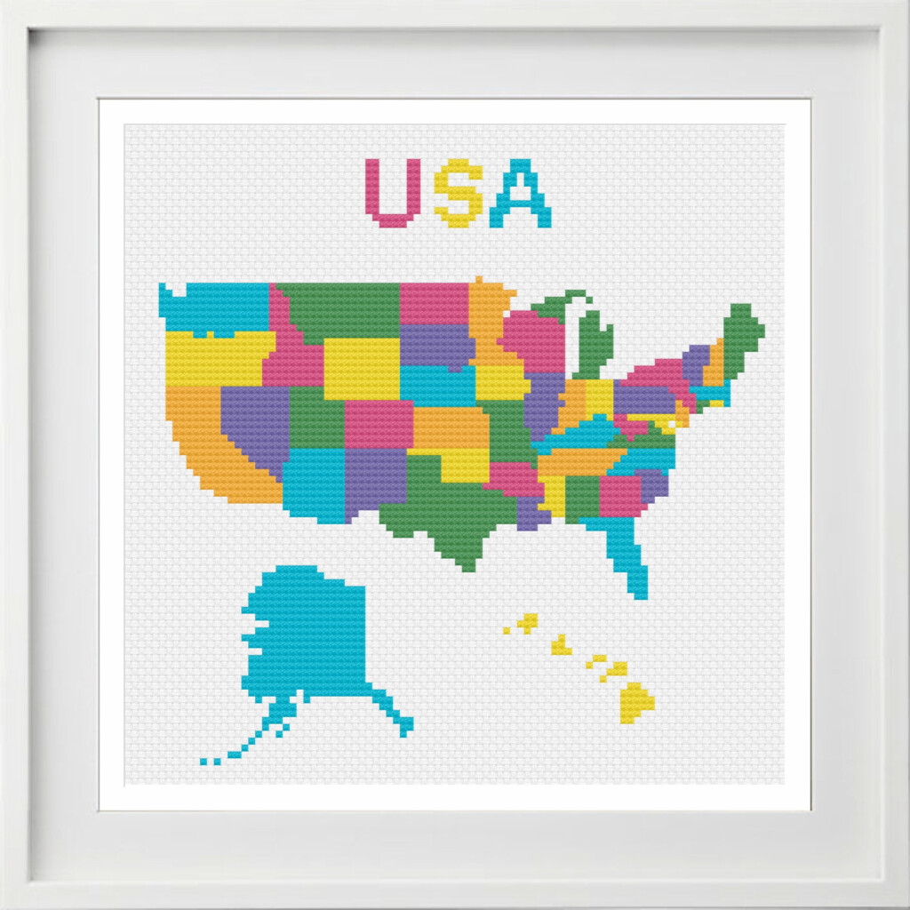 USA Map Cross Stitch Pattern Digital Download - Usa Map Cross Stitch Pattern