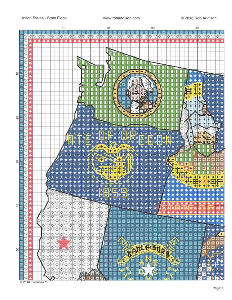 USA State Flags Map Cross Stitch Pattern PDF Download United Etsy - Usa Map Cross Stitch Pattern