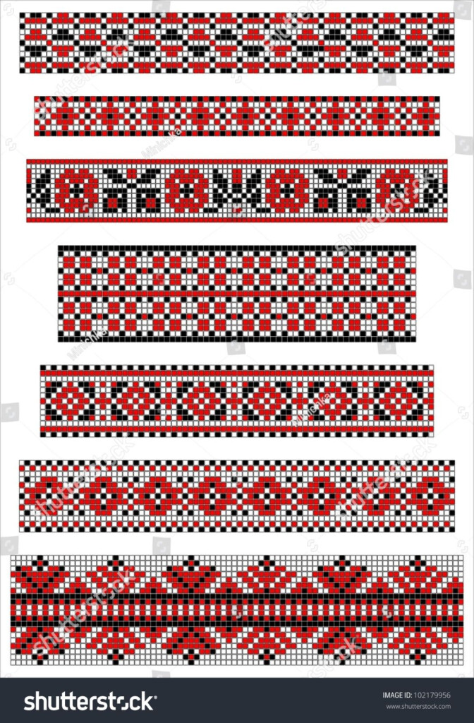 Vector Black Red Cross Stitch Ethnic Stock Vector Royalty Free  - Black And Red Cross Stitch Patterns