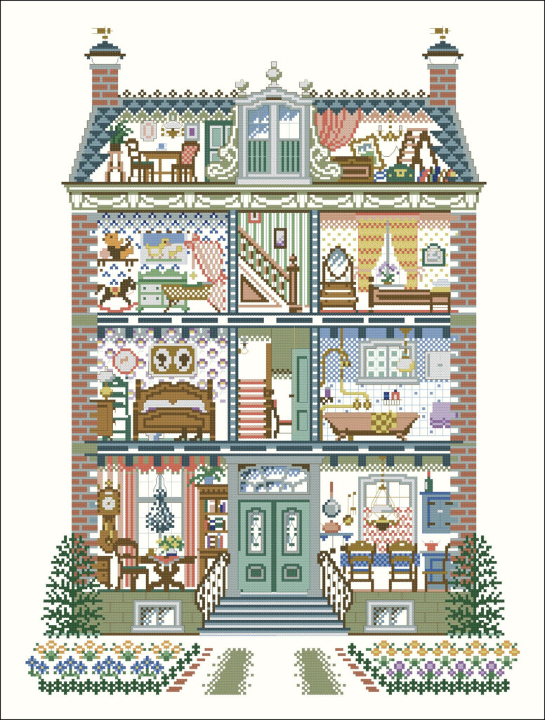 Victorian Doll House Cross Stitch Pattern PDF Digital Pattern Etsy Espa a - Miniature Cross Stitch Patterns For Doll Houses
