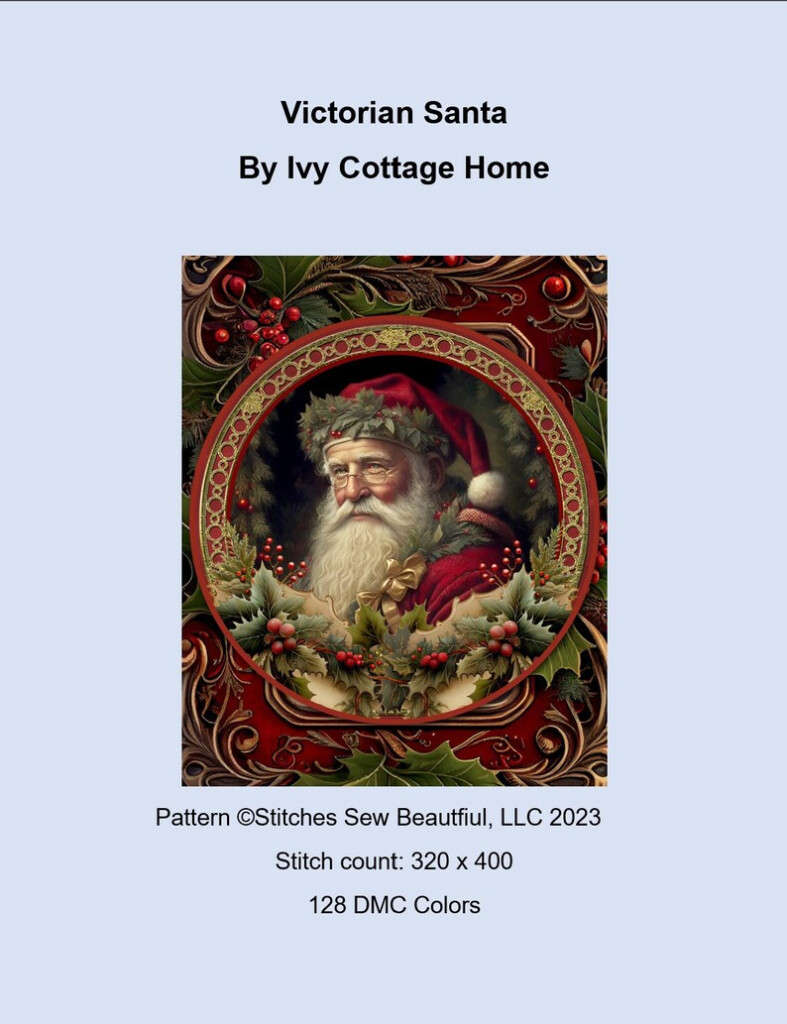 Victorian Santa Cross Stitch Pattern By Ivy Cottage Home Etsy - Victorian Santa Cross Stitch Patterns