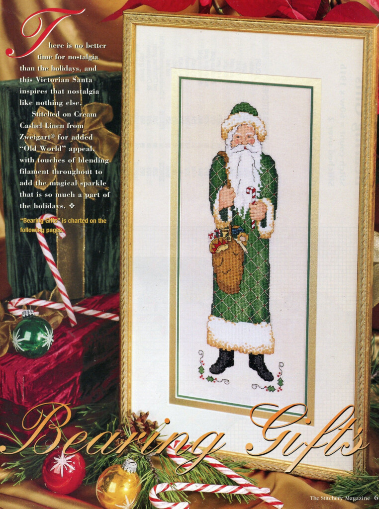 Victorian Santa Cross Stitch Patterns GreenTraditional Santa Winter  - Victorian Santa Cross Stitch Patterns