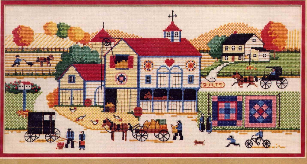 Vintage 1986 Amish Farm Amish Sarah s Country Kitchen Blackwork  - Charles Wysocki Cross Stitch Patterns