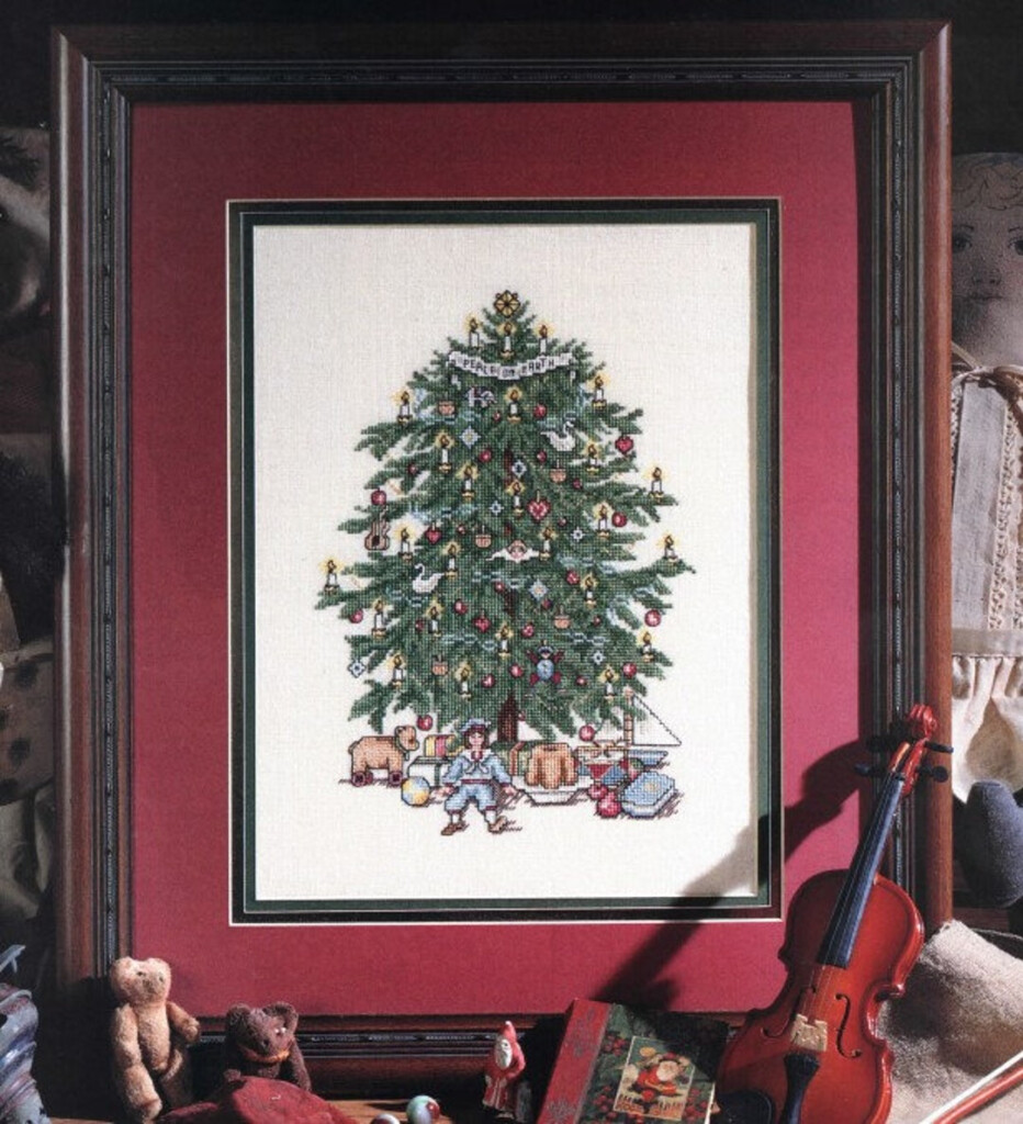Vintage Christmas Cross Stitch Pattern Festive O Christmas Tree 16X18  - Vintage Cross Stitch Christmas Patterns