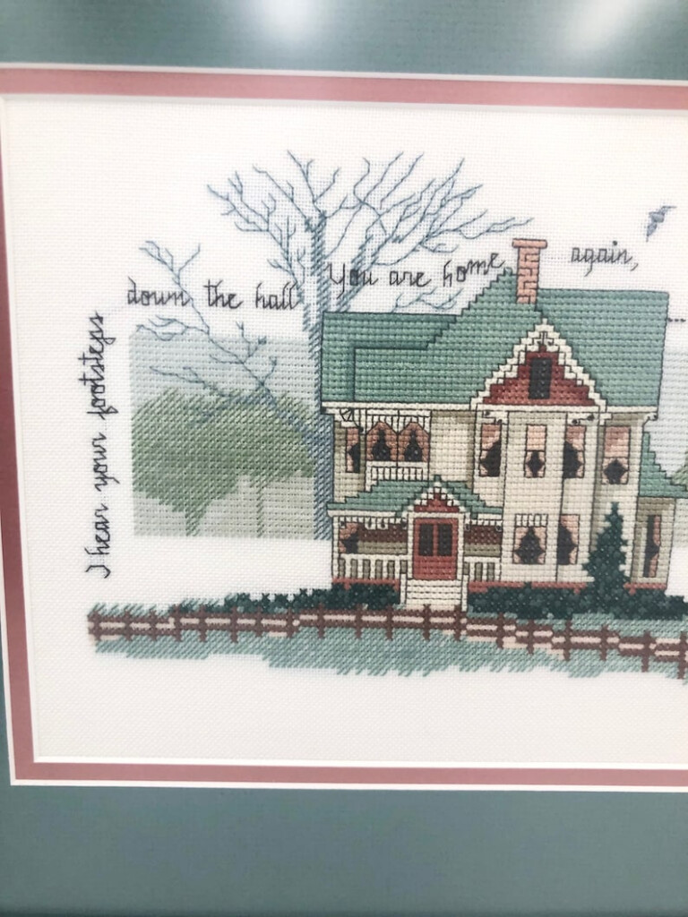 Vintage Cross Stitch Framed Art D Morgan Footsteps Home Again Etsy - D Morgan Cross Stitch Patterns